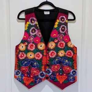 NWOT Beckwoman S Handmade Embroidered 100% Cotton and Velvet Vest